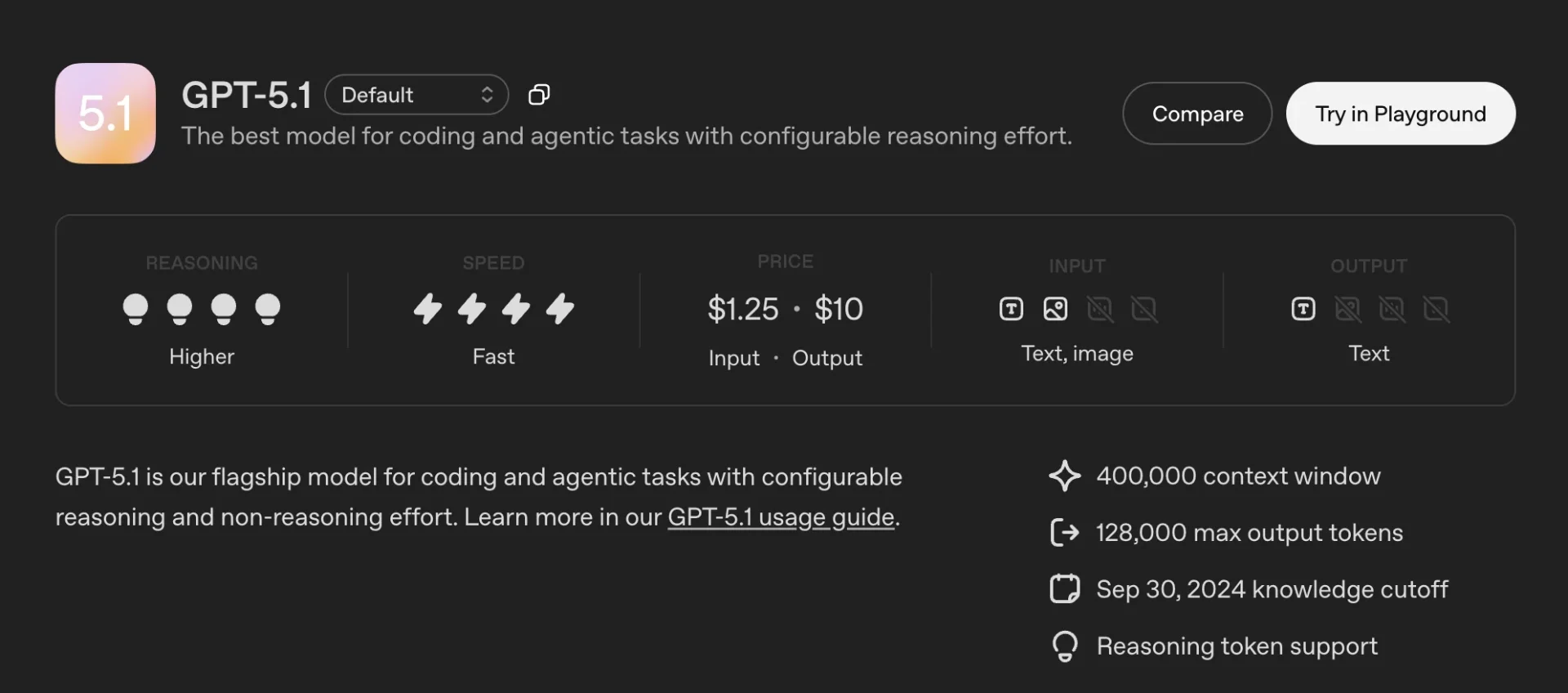 GPT-5.1 Technical Specifications and Pricing